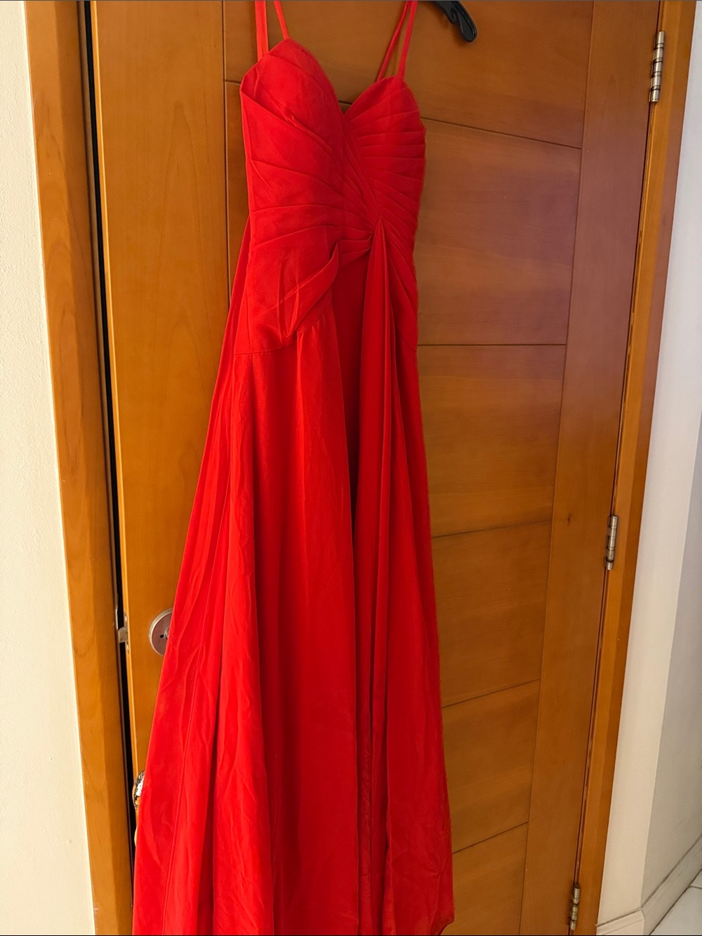 Faviana Red Spaghetti Strap Maxi Gown